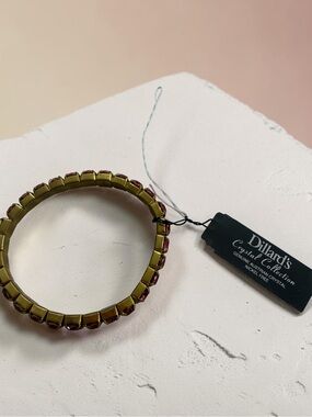 Gold and Pink Crystal Stretch Bracelet